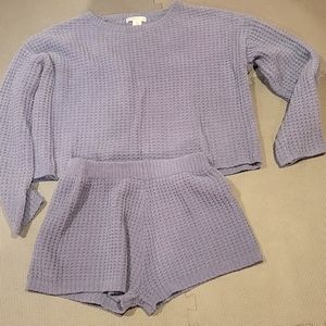 Waffleknit short lounge set
